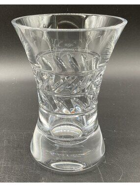 Miller Rogaska Crystal Vase With Etched Floral Pattern 5.25" Clear Elegant Décor